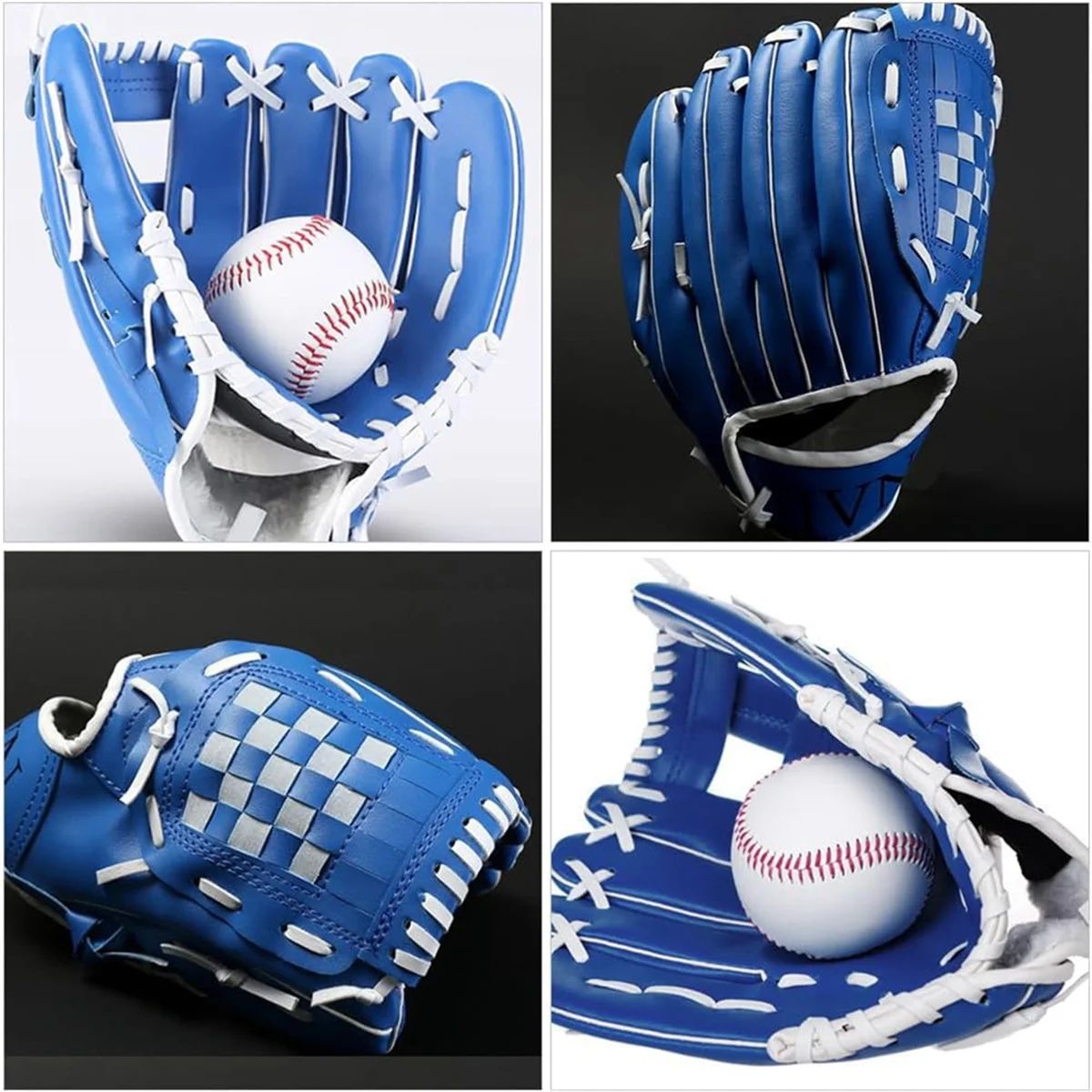 AT53 Outdoor Sports Left Hand Training Practice Softball Baseball Gloves Pitcher Hand Players Pocket Glove 12.5Inch Blue