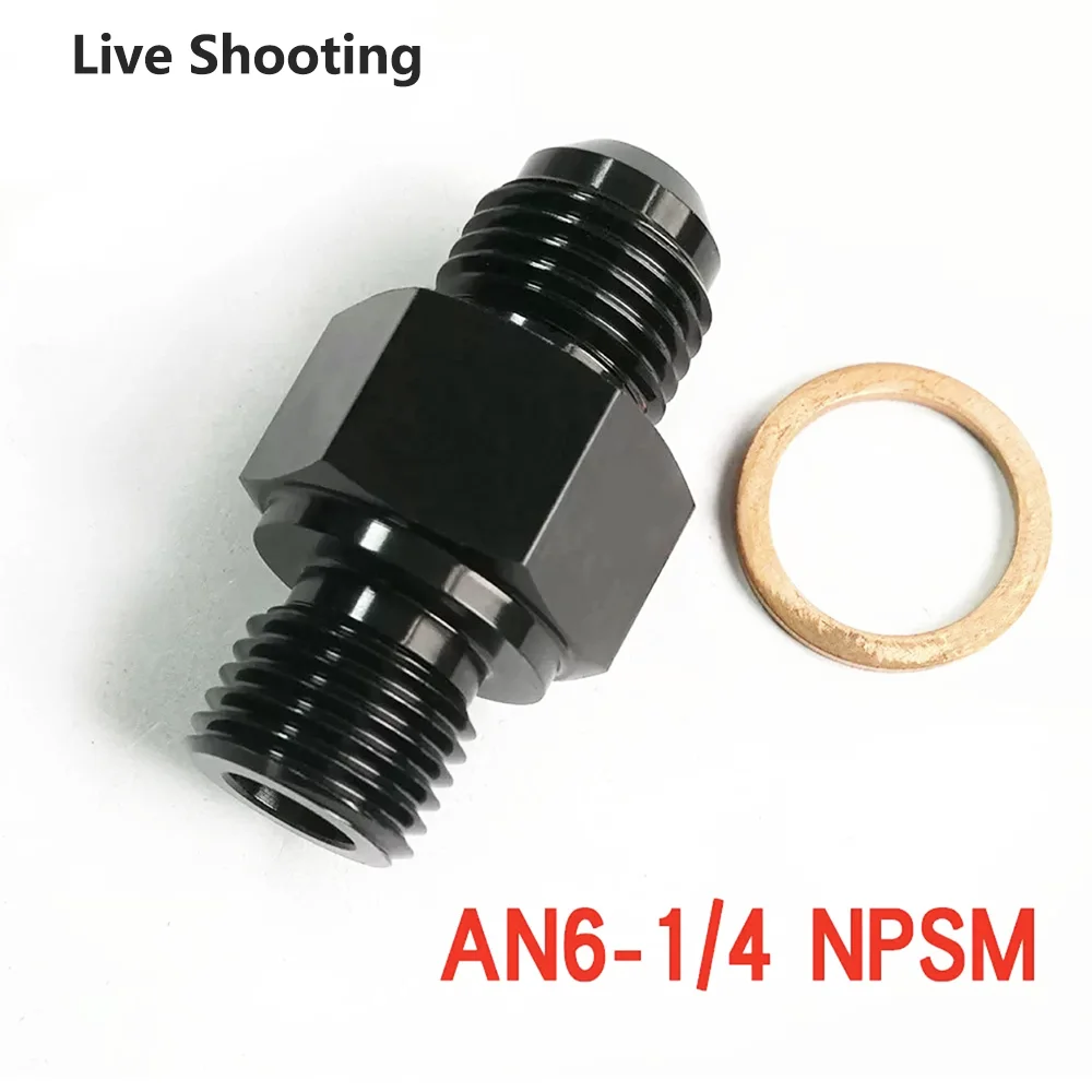 Black Automotive Modification Parts AN6/AN8 Cconnector Fuel Oil Cooling Adapter Connector Conversion Connector NPSM Thread