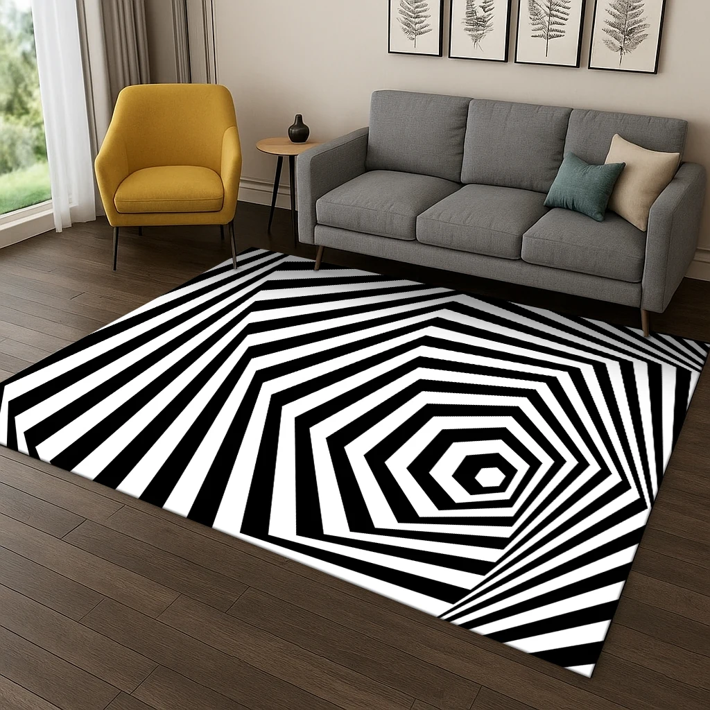 

3D Mosaic Visual Geometry Illusion Carpet Rug for Playroom Living Room Bedroom Kitchen Doormat Decor,Non-slip Game Floor Mat