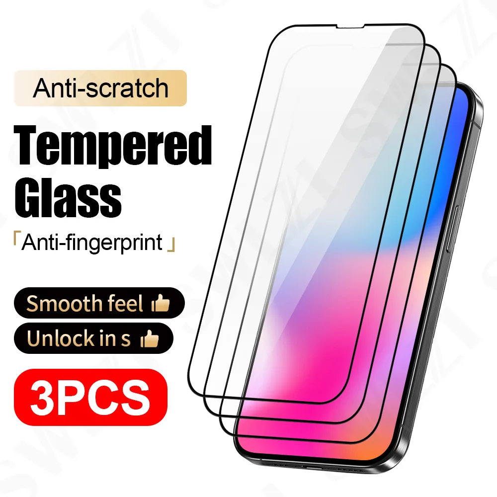 

3 шт. закаленное стекло для iPhone 17 Air 16 Pro Max Glass Smartphone 15 Plus 14 Защитная пленка для экрана телефона 13 12 Защитная пленка 11 XS