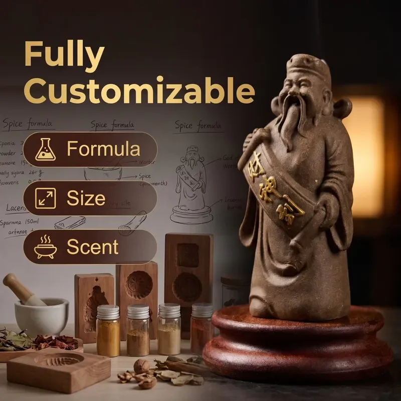 Handmade Herbal Carving Ornament Set Traditional Craft Home Decor Zen Style Gift Box for Prosperity Wealth Symbol Luxury