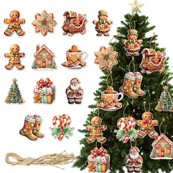 Christmas Gingerbread Man Wooden Pendant Merry Christmas Decoration For Home 2024 Navidad Noel Xmas Tree Ornament Decor New Year