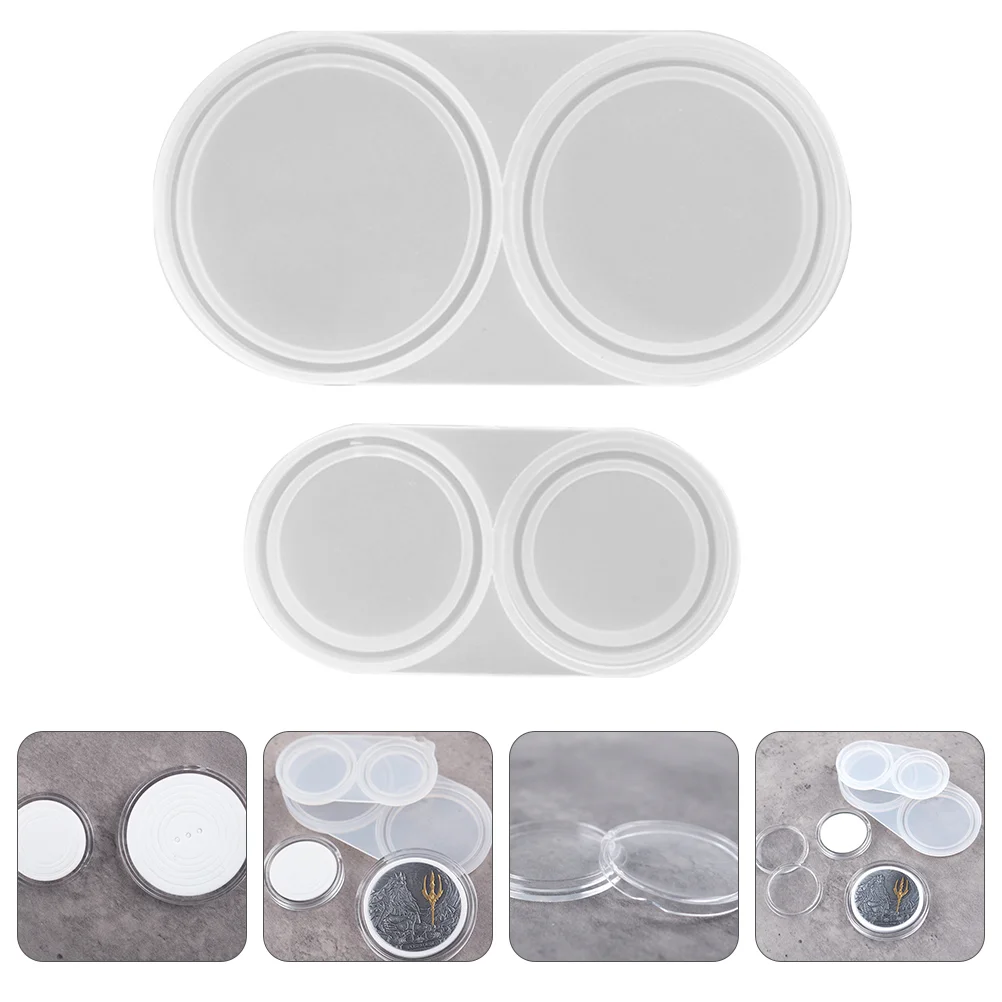 2 Pcs Coin Box Mold Collection Case DIY Silicone Coins Crystal Epoxy Capsule Container Mould Resin Holder