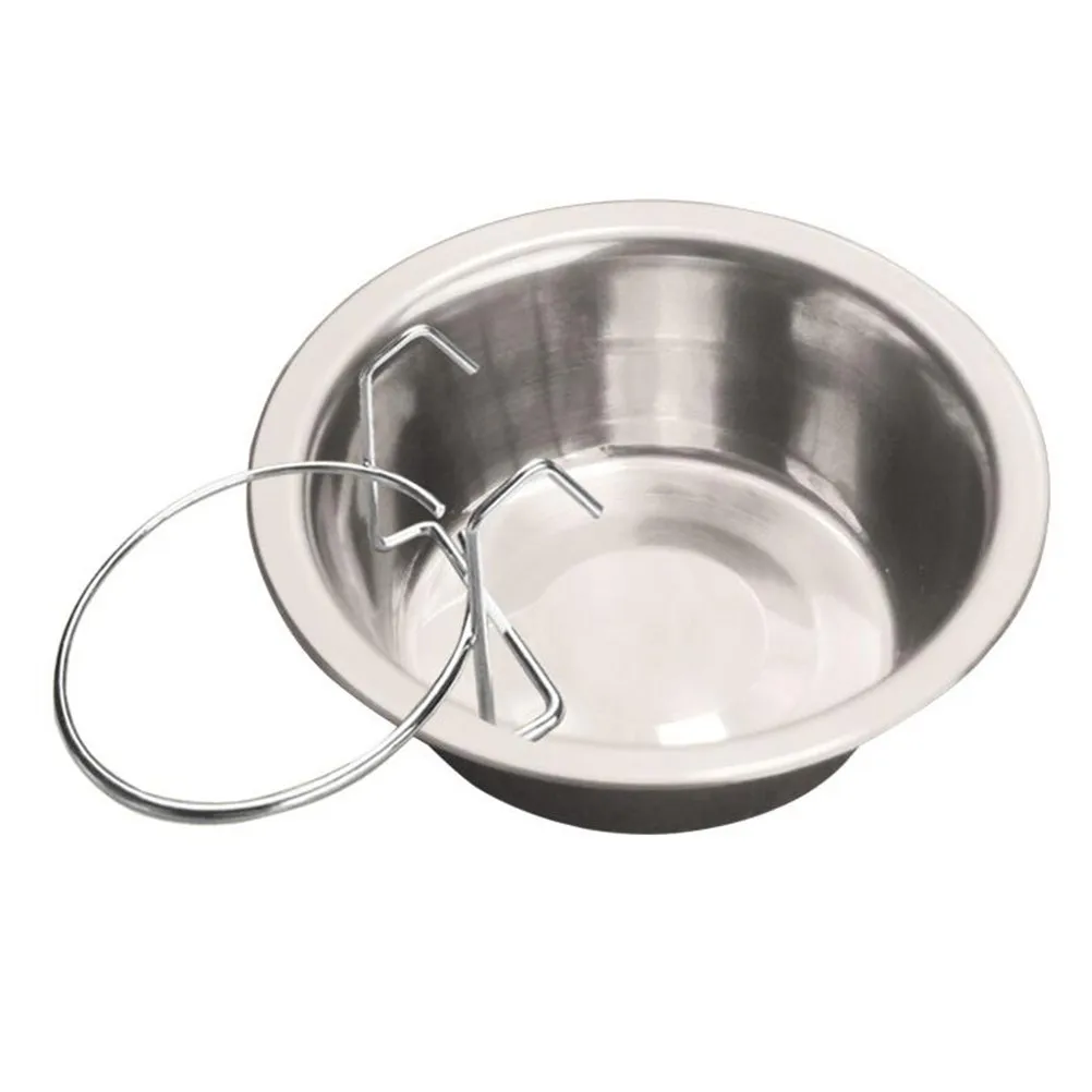 3Pcs Stainless Steel Hanging Pet Feeding Bowls Cage Mounted Food Water Holders for Bird Dog Rabbit Cat Anti Spill Kennel Cup view 5