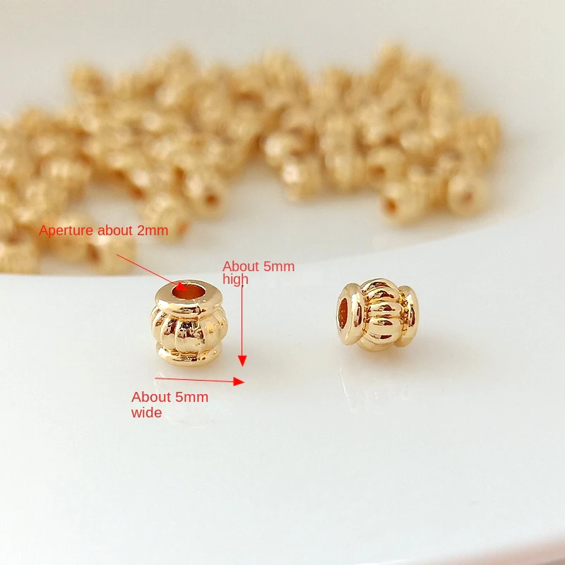 10pcs copper-clad gold watermelon pattern mini bucket beads DIY to make all kinds of jewelry interval bead material accessories