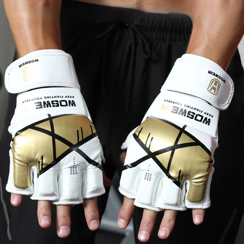 

Professional Combat Set for Adult, Thick Half-Finger Gloves, Muay Thai, Knuckle, Knuckle Made, Durable Leather, PU