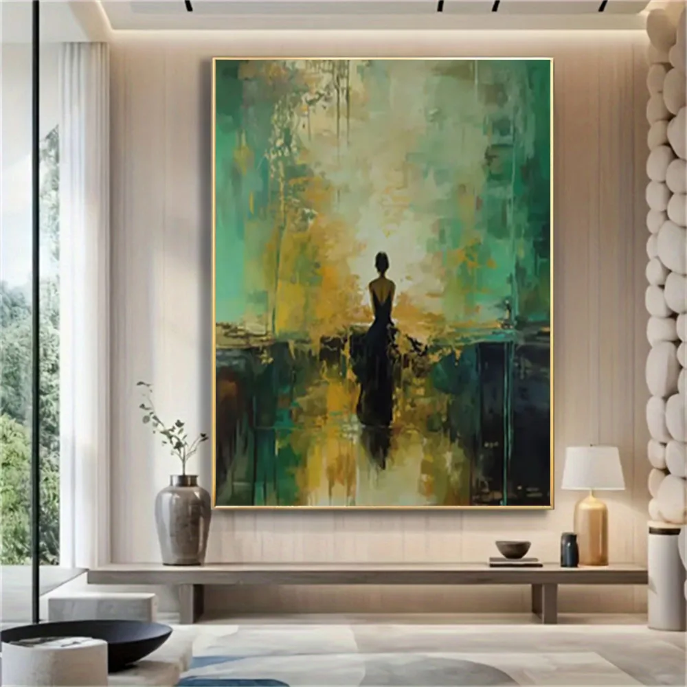Palette Knife Forest Wall Art Picture Hand-painted Oil Painting On Canvas Modern Park Path Landscape Poster Decor Living Room