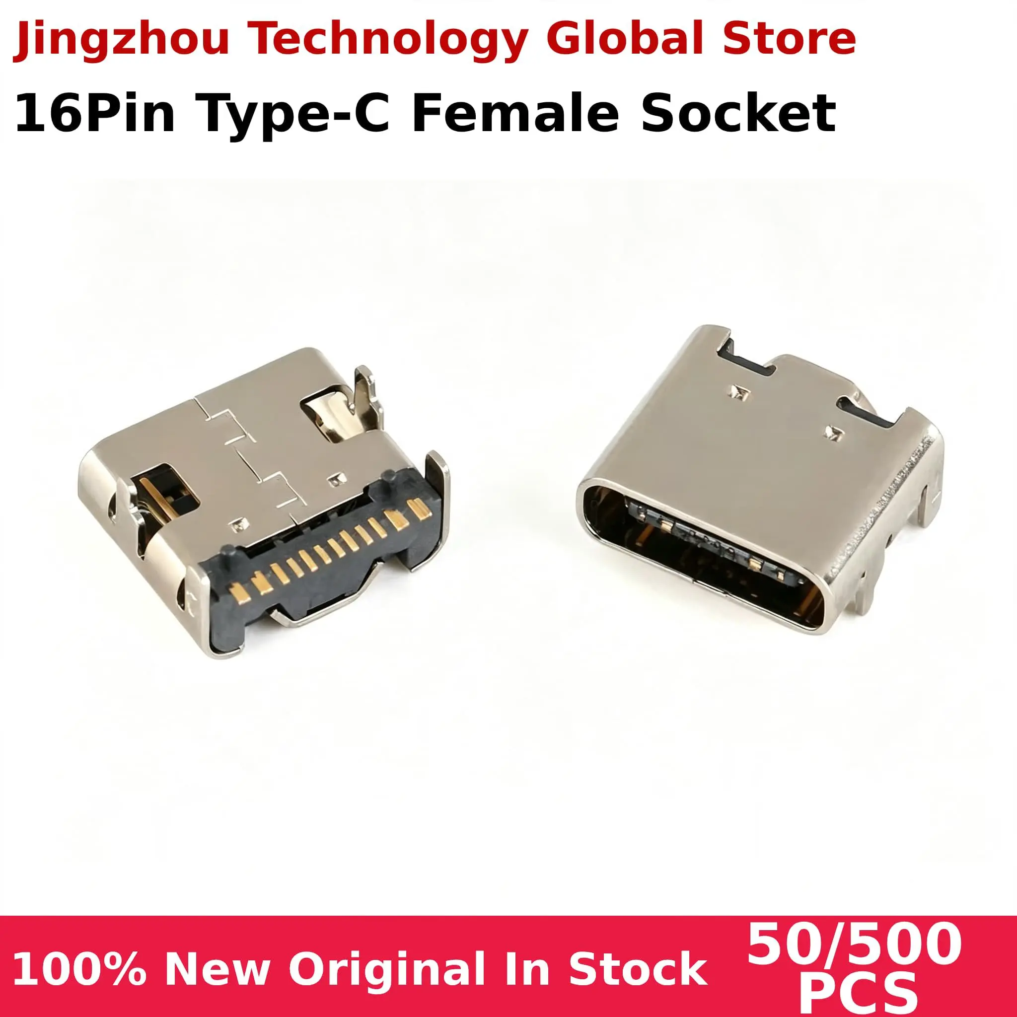 50/500PCS 16Pin Type-C Female Socket SMT SMD DIP Charger Connector USB Placement SMD DIP Spot Wholesale