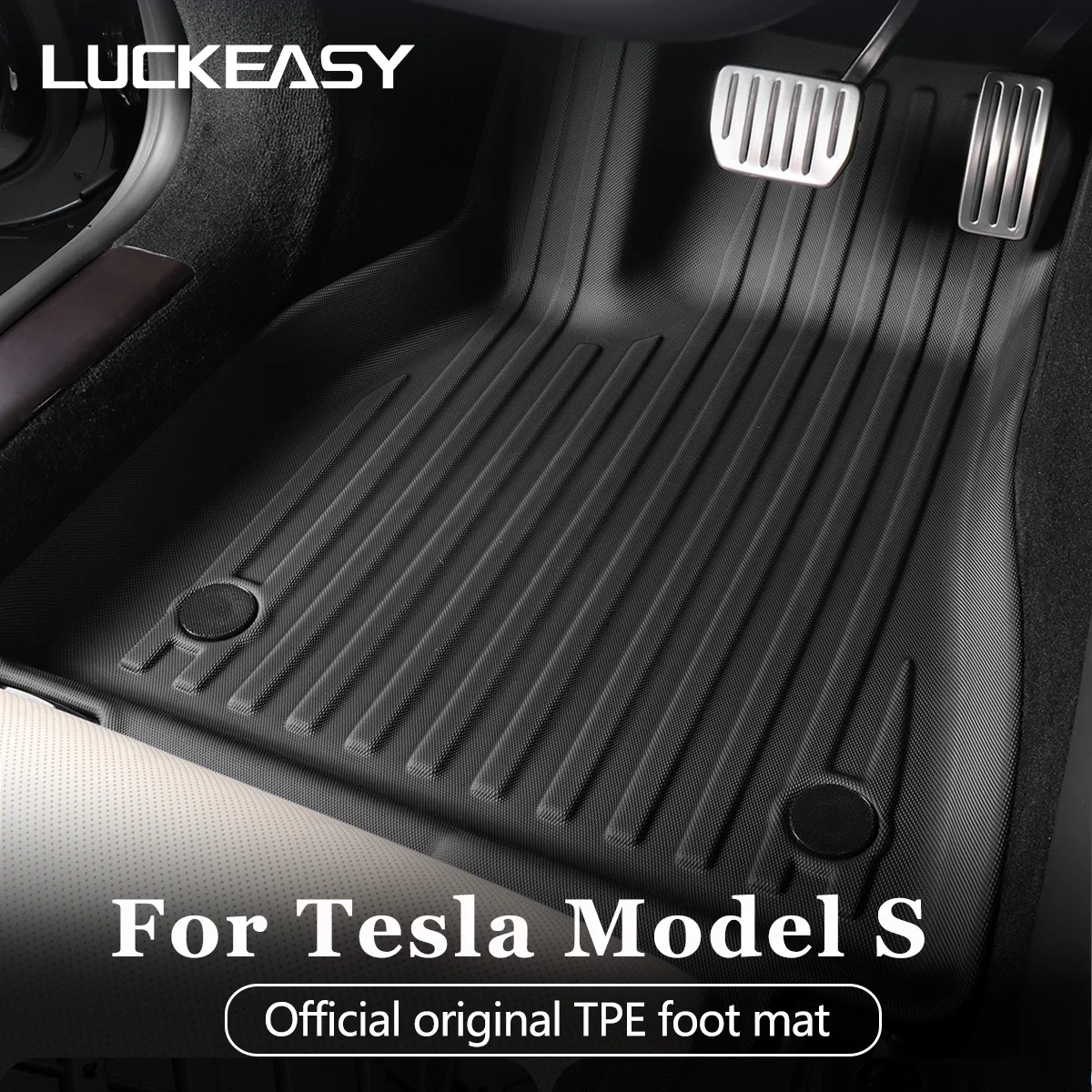 LUCKEASY For Tesla Model S Floor Mat 2024 TPE Fully Coverage Waterproof Non-Slip Foot Pad Liner Rear Trunk Mat Car Accessories