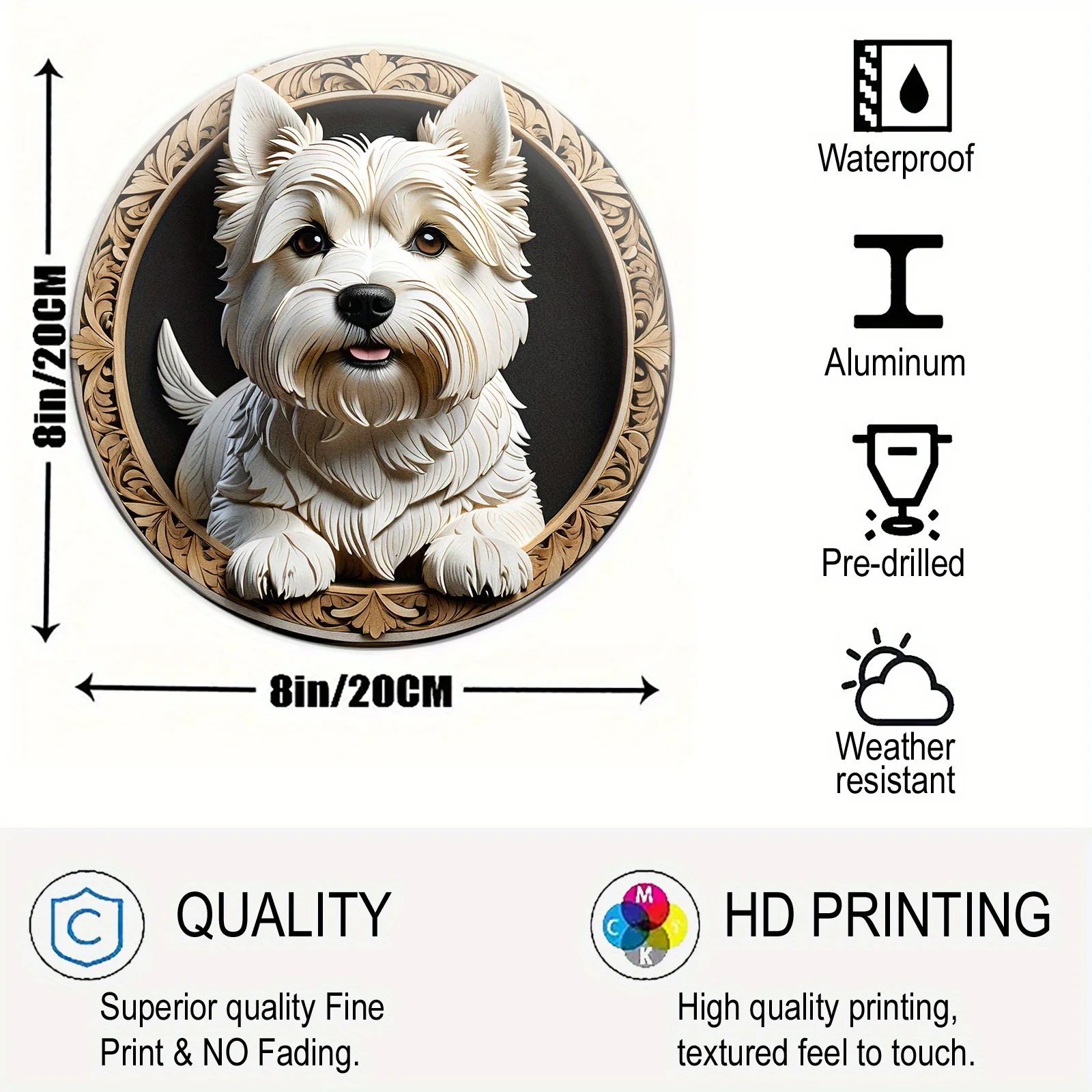 West Highland White Terrier Sign - Cute Dog Sign, Suitable For Cafe Bedroom Wall Decor, Art Aesthetic, Holiday Gift (20cm*20cm)