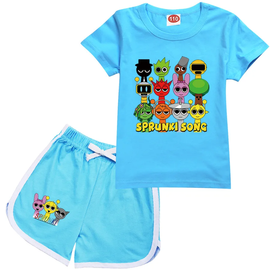 Sprunki IncrediboxCartoon Clothes for Kids Summer Set for Boys and Girls Sports Suit T Shirt and Pants Baby Outfits Pajamas Best