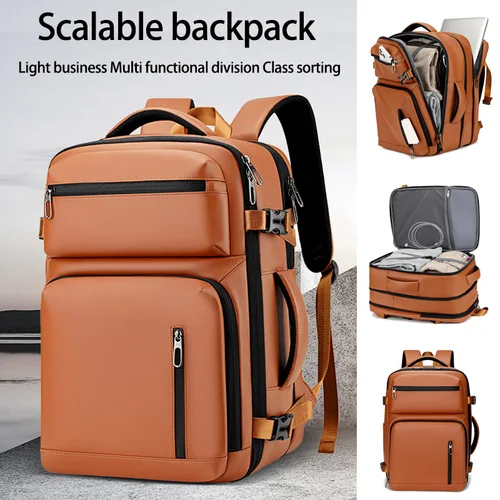 Imagen 1 del producto Mochila para portátil para ir al trabajo, ampliable, naranja premium, mochila informal impermeable, 15,6 pulgadas, mochila de viaje de gran capacidad