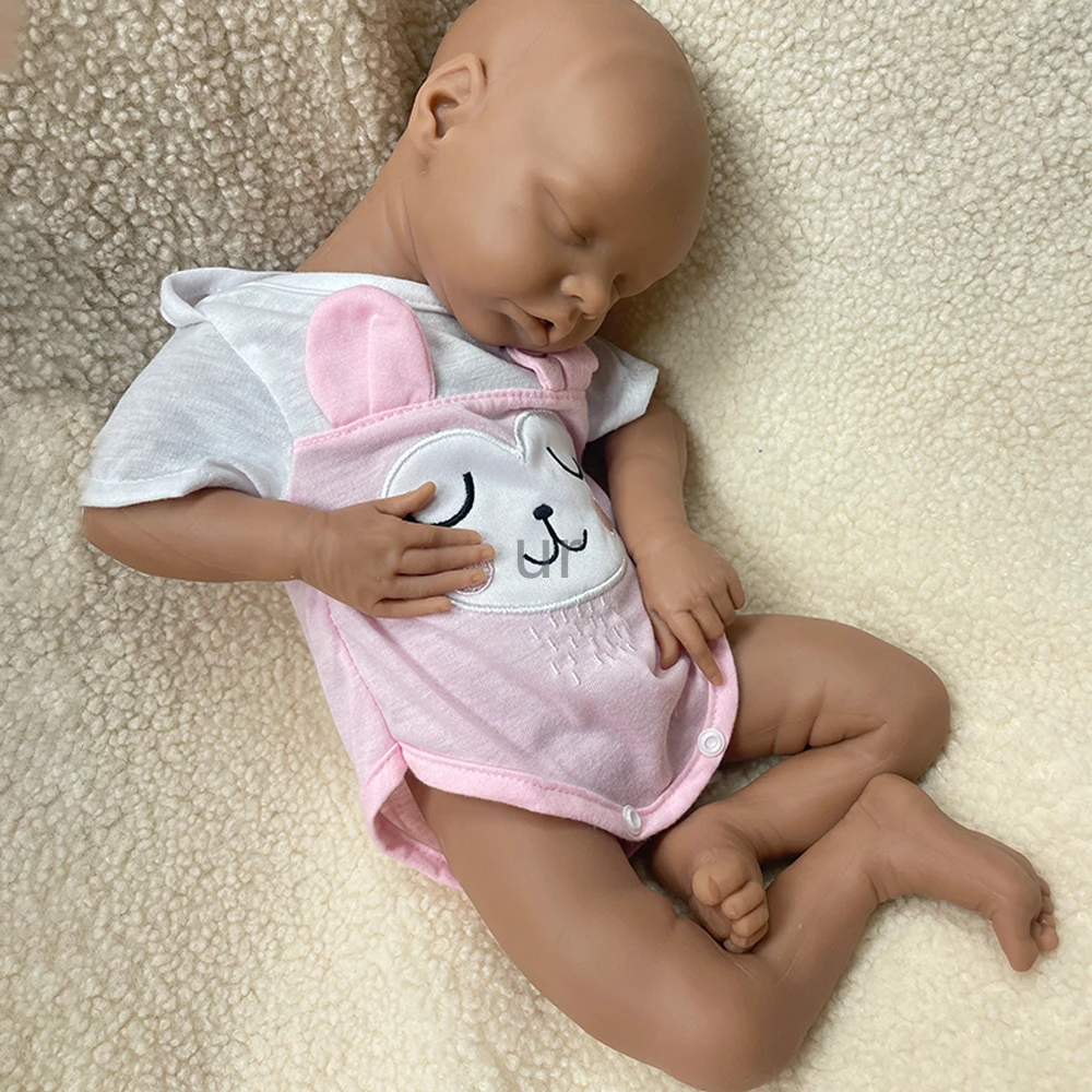 17" Soft Whole Body Silicone Reborn Doll Real Touch Washable Newborn African Baby Girl Xmas Gift Corpo De Silicone