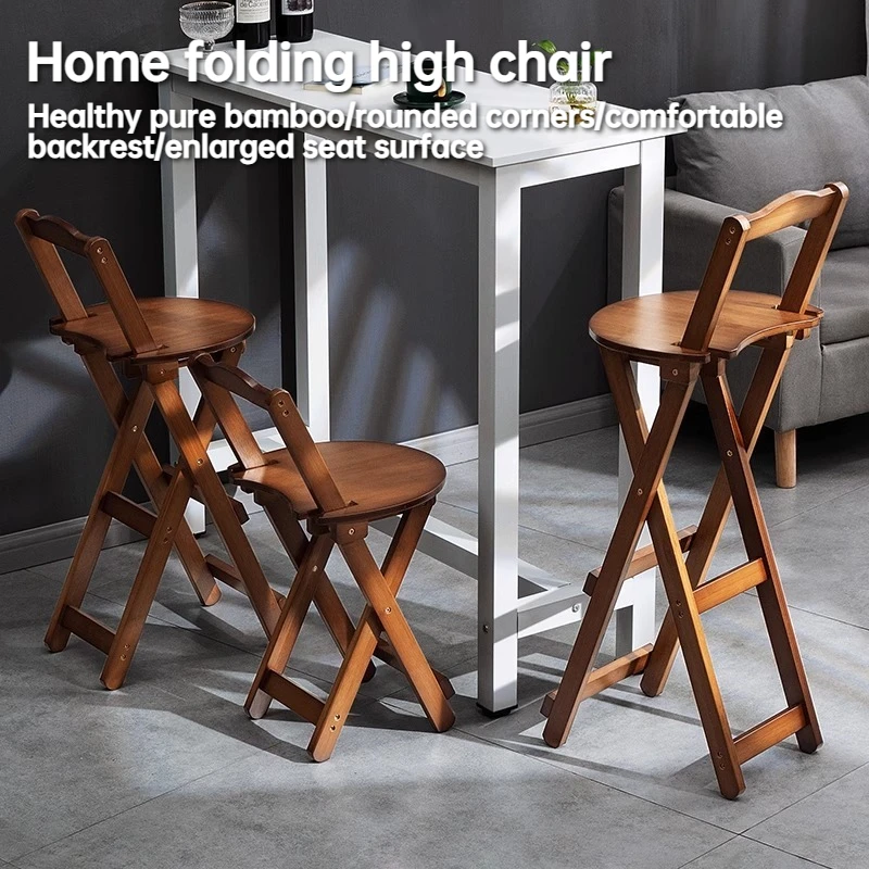 설치가 필요 없는 가정용 미니멀리스트 스타일 접이식 휴대용 식탁 의자, 등받이가 있는 넓은 벤치, 레저 바 높은 의자