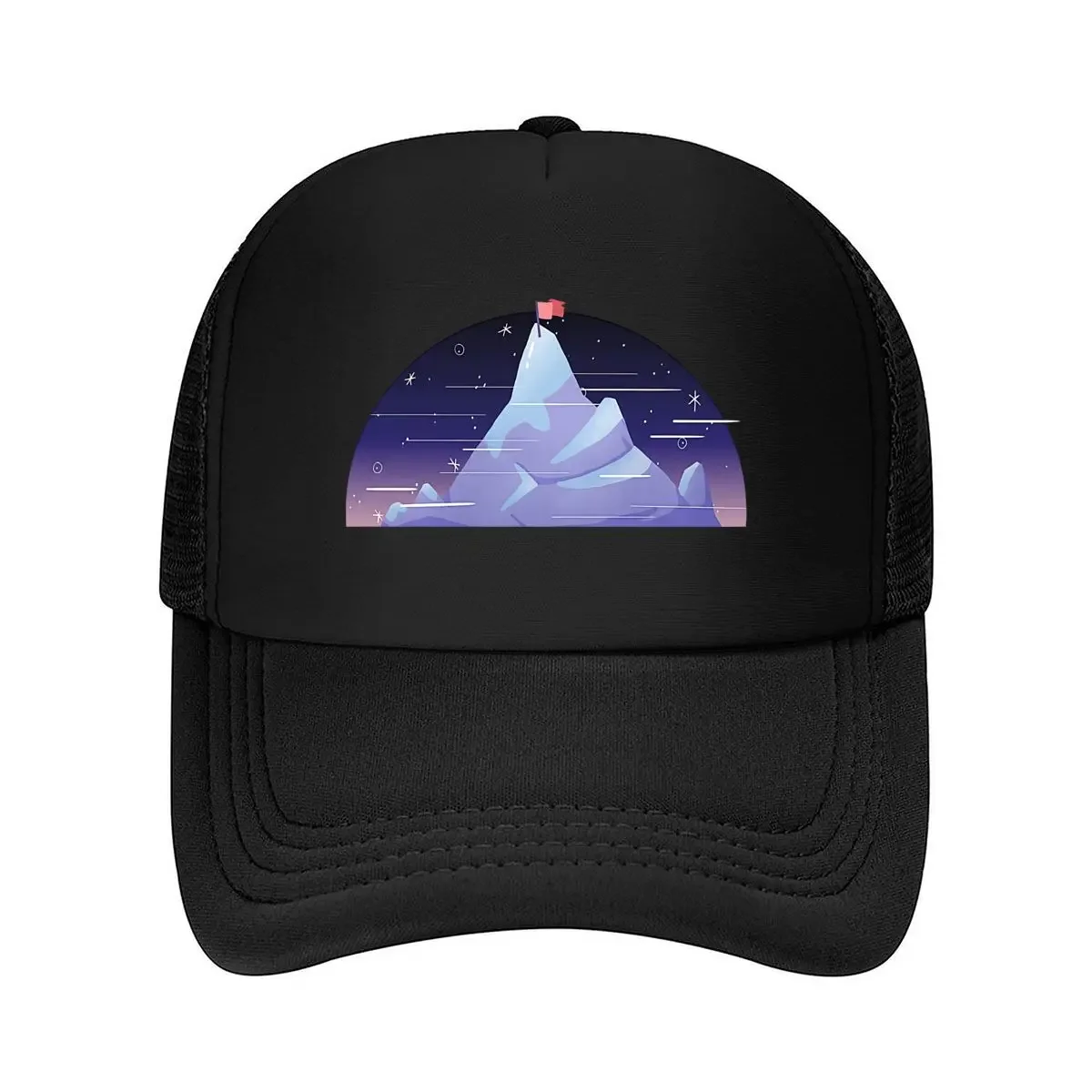 Mountain Night Nature - Inspired, Landscape Art Design Mesh Baseball Cap