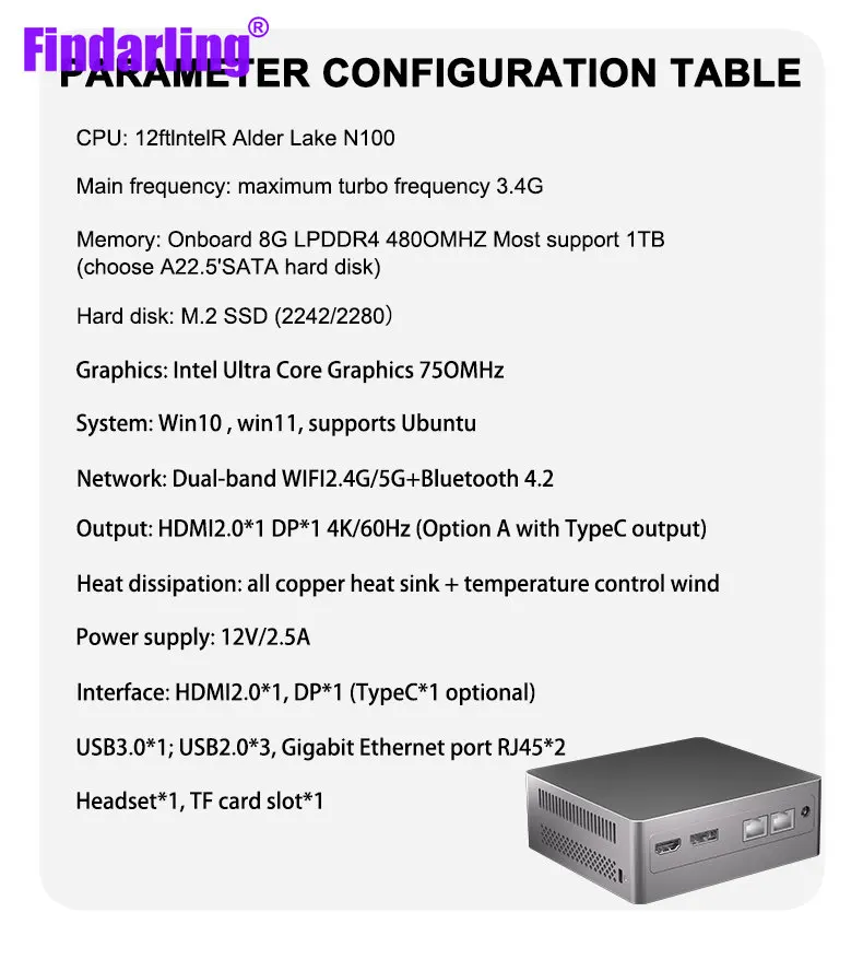 Новый Настольный мини-ПК 12-го поколения Intel Alder Lake N100 Windows 11 Pro LPDDR5 8 Гб 128 ГБ/256 ГБ/512 ГБ SSD Wifi BT4.2 1000M Lan