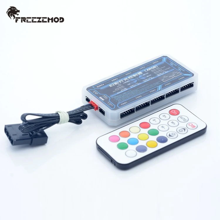 Freezemod computador resfriamento de água 5v 3pin luz aurora rgb hub de controle remoto 1-10 ventiladores divisor CH-YKKZ-JX com sincronização da placa-mãe