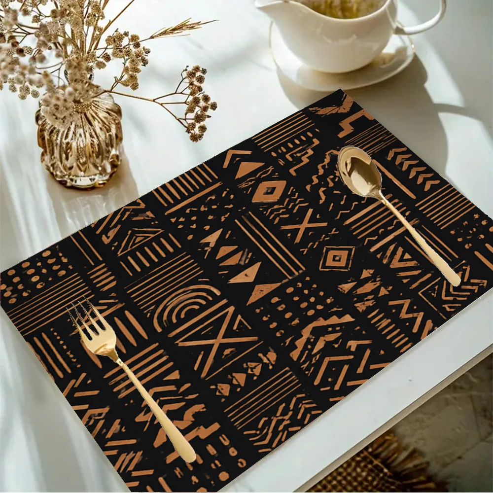 Elegant Stylish Boho Tribal Geometric Placemat, Machine Washable Table Pad Suitable for Dining, Tea Table and Daily Home Decor
