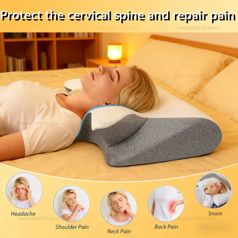 2025 Almohada de soporte cervical premium Construcción de algodón con memoria para aliviar el dolor en el cuello Durabilidad sin colapso Diseño ergonómico