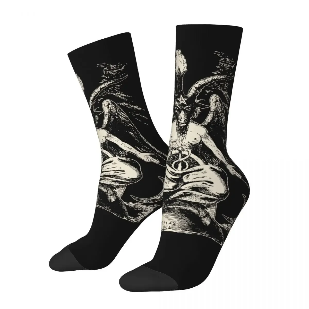 Happy Funny Men Socks Harajuku Baphomet Sock Devil Lucifer Demon Teufel Graphic Women's Socks Spring Summer Autumn Winter