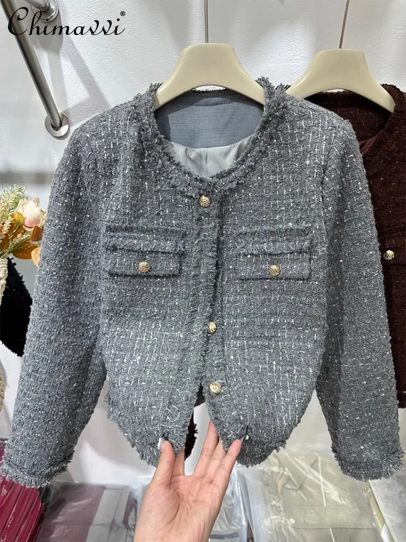 

European Autumn New Tassel Tweed High-end Temperament Jacket Top Short Coat For Women