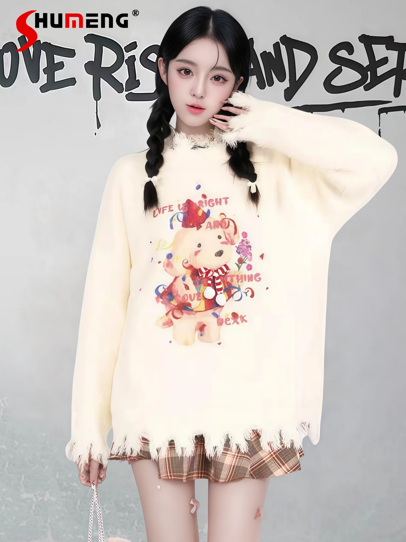 

Рождественский милый трикотаж, топы с рисунком собаки, мягкий ленивый повседневный вязаный свитер с длинными рукавами и нерегулярной собакой, пуловеры для женщин, зима