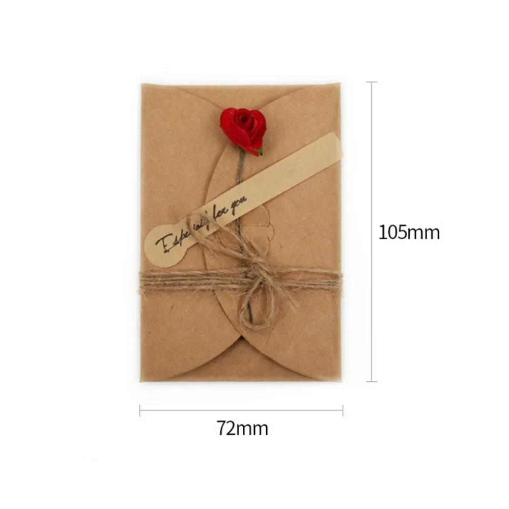 Vintage Kraft Paper Handmade Dry Flower Greeting Card Creative DIY Blessing Festival Greeting Card Invitations Party Supplies