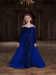 Children's Birthday Shiny Evening Dress Wedding Banquet Flower Girl Evening Dress Luxury Party Girl Stage Evening Dress