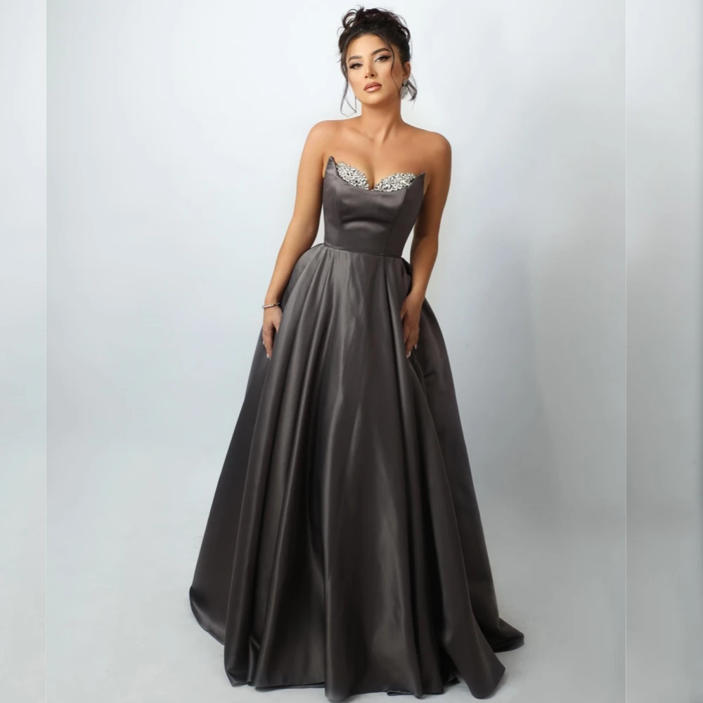 

Jersey Pleat Homecoming A-line Strapless Bespoke Occasion Gown Long Dresses