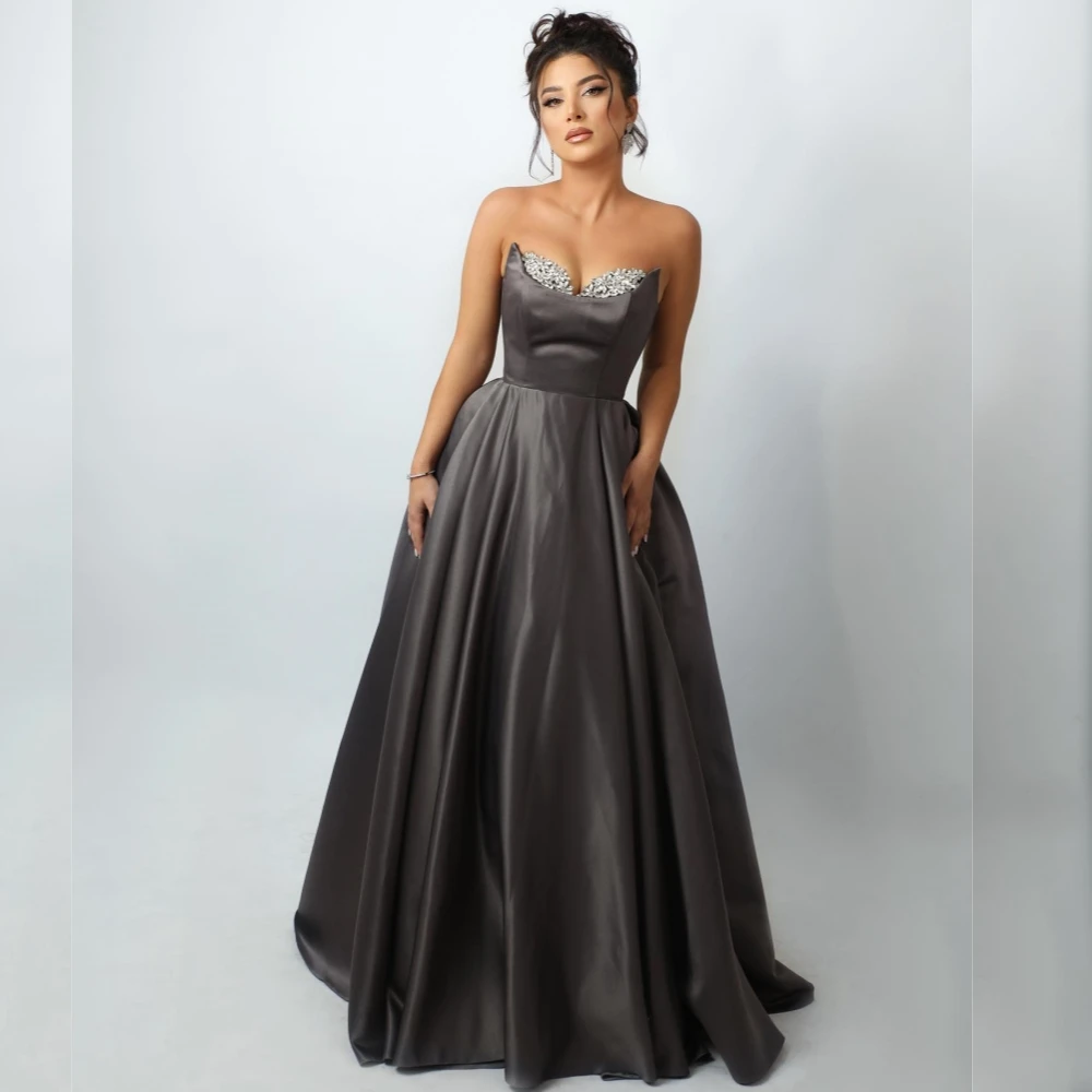 Jersey  Pleat Homecoming A-line Strapless  Bespoke Occasion Gown Long Dresses