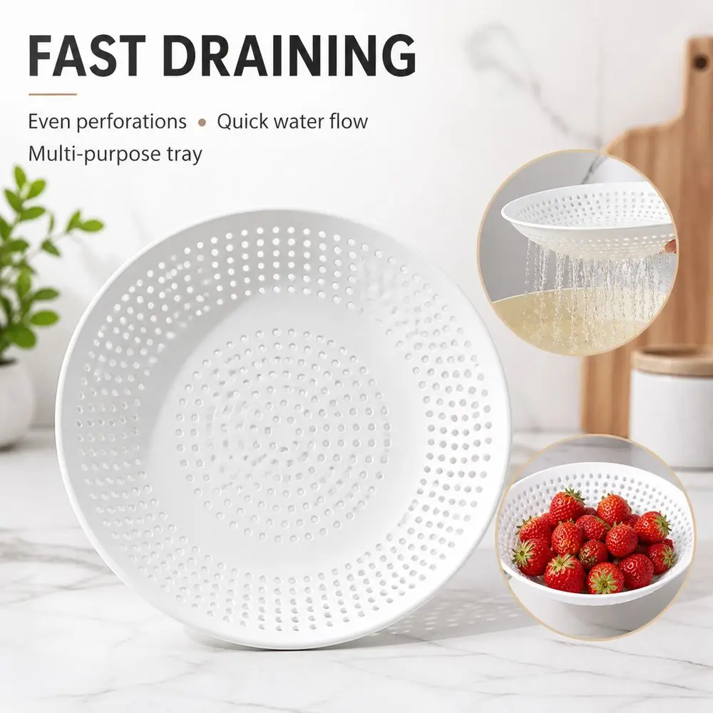 PP Perforated Steaming Tray Perforated Structure Drainage Holes Round Steamer Tray Multipurpose Round Shape