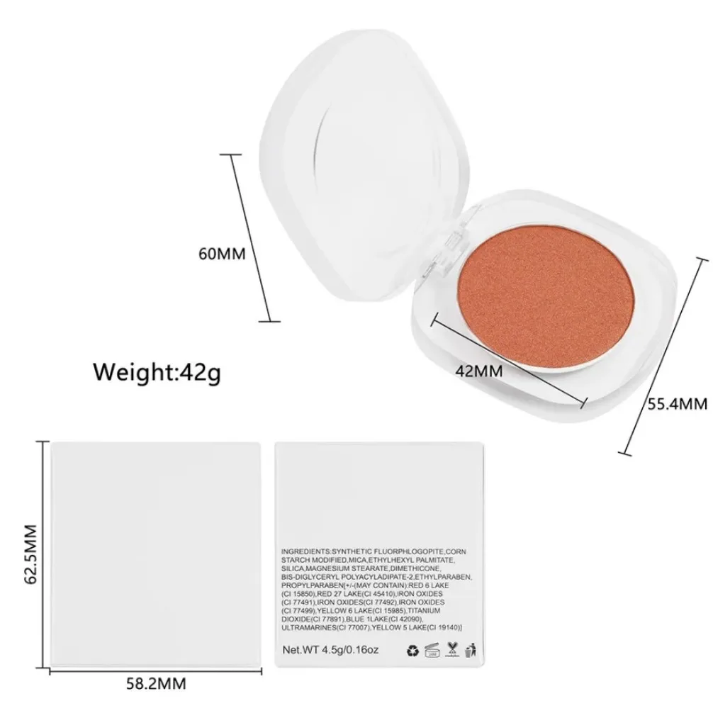 نباتي لون واحد ماتي مسحوق أحمر الخدود شعار مخصص ماكياج العلامة الخاصة بالجملة تسليط الضوء على عارية الطبيعية