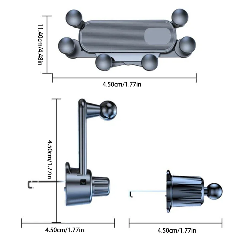 SEAMETAL Gravity Car Phone Holder Interior Air Vents Clip Mount Car Phone Stand Extension Rod Holder Bracket GPS Support Bracket