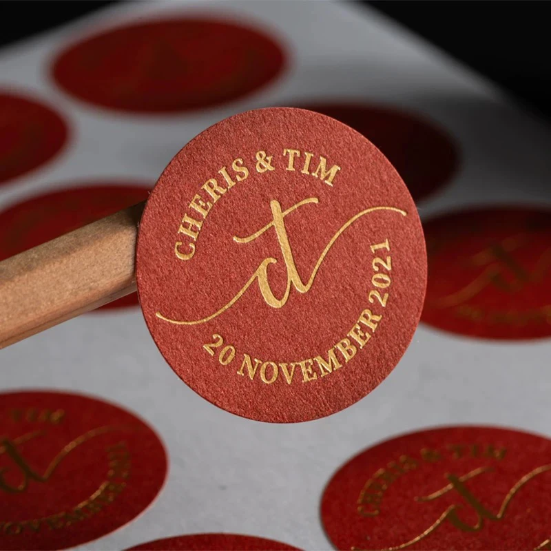 Custom Stickers Embossed Logo Gold foil LOGO Special Paper Custom Logo Box Sticker Wedding Birthday Gift Stickers Design Flower
