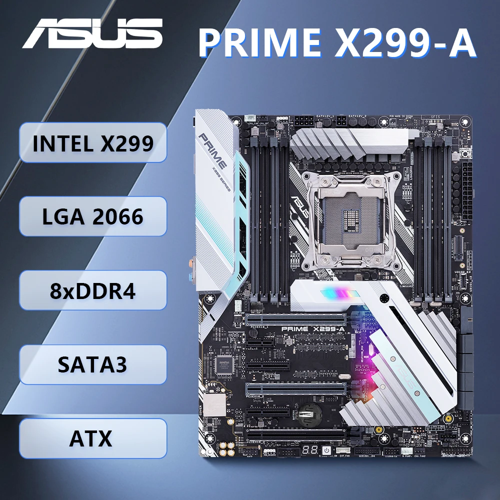 

Материнская плата ASUS PRIME, Системная плата Intel Socket 2066 поддерживает Φ 9800X I9-9900X CPU,8 x DIMM, макс. 256 ГБ, PCIe 3,0 DDR4 ATX.