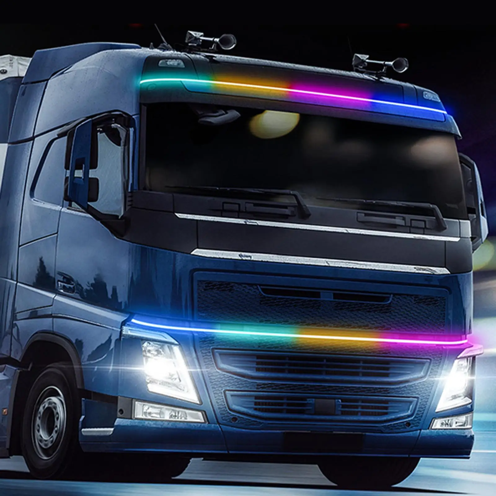 Waterproof 24V LED Strip Lights for Truck Cargo Atmosphere Lamp Colorful Car Van Warning Driving Strobe Side Marker