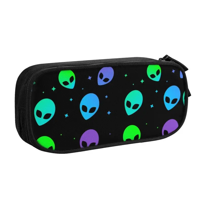 Custom Cute Colorful Aesthetic Alien UFO Pattern Pencil Case for Girl Boy Large Capacity Pencil Pouch School Supplies