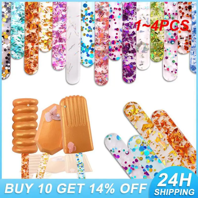 1~4PCS Acrylic Ice Cream Sequin Sticks Food Grade And Kitchen Supplies Kitchen Model Stick Careful Workmanship