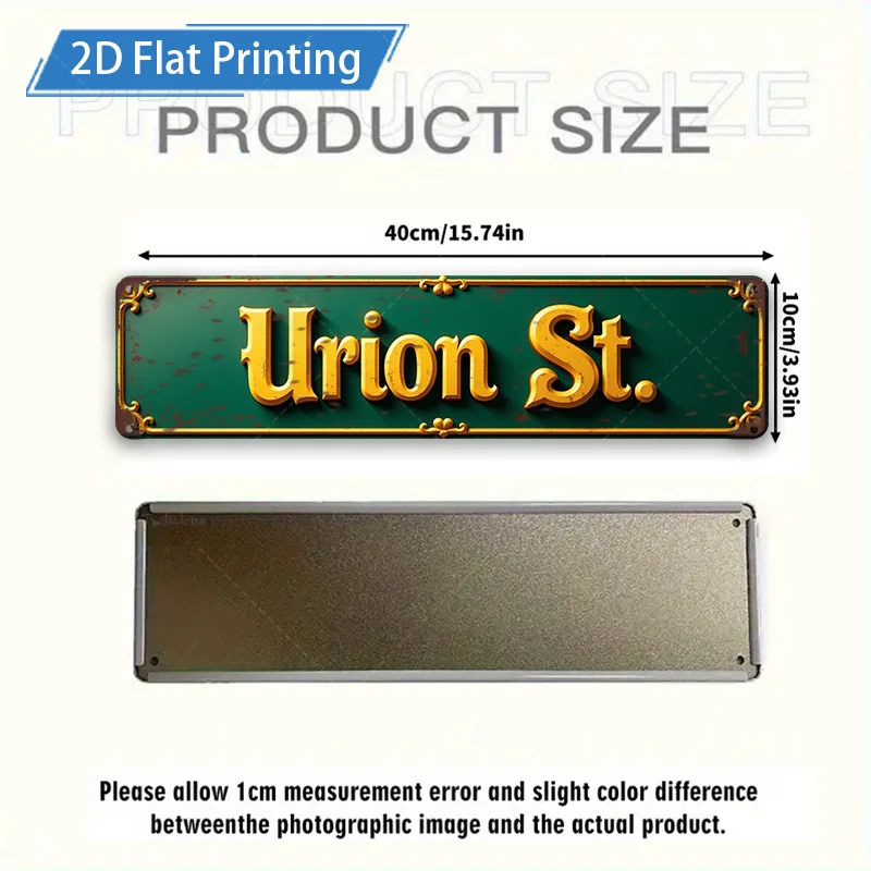 [2D FLAT] قطعة واحدة من لافتة معدنية، لافتة شارع خضراء عتيقة مقاس 4 × 16 بوصة لتزيين المنزل