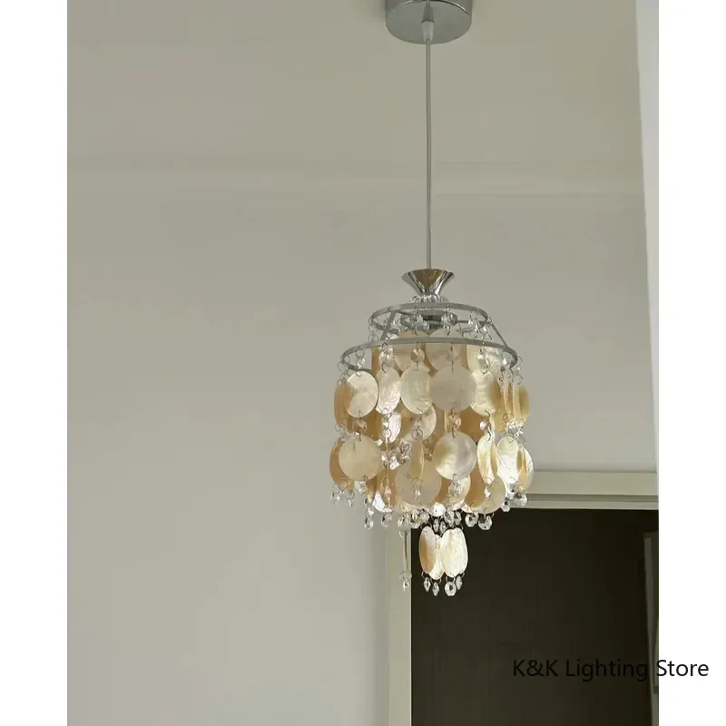 Cross-border Nordic Pendant Lamp French Pearl Shell Chandelier Restaurant Bar Designer Retro Study Bedroom Bedside Chime Lamp