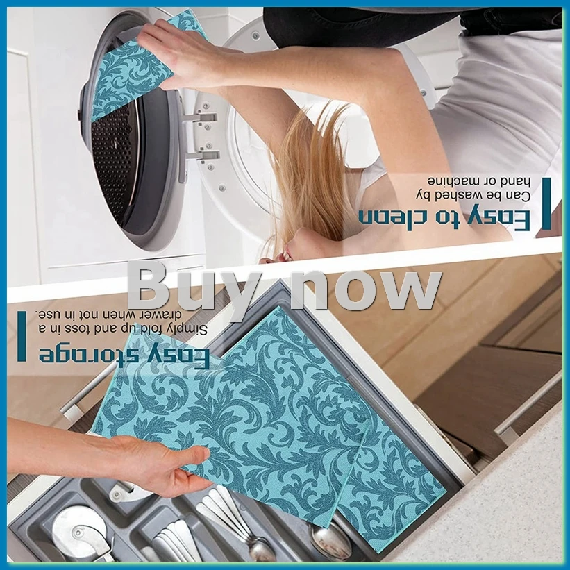 

2 упаковки коврика для сушки посуды, впитывающий коврик для сушки посуды, можно стирать в машине, коврики для сушки посуды для кухонной стойки, большие (синяя лоза)-A51M