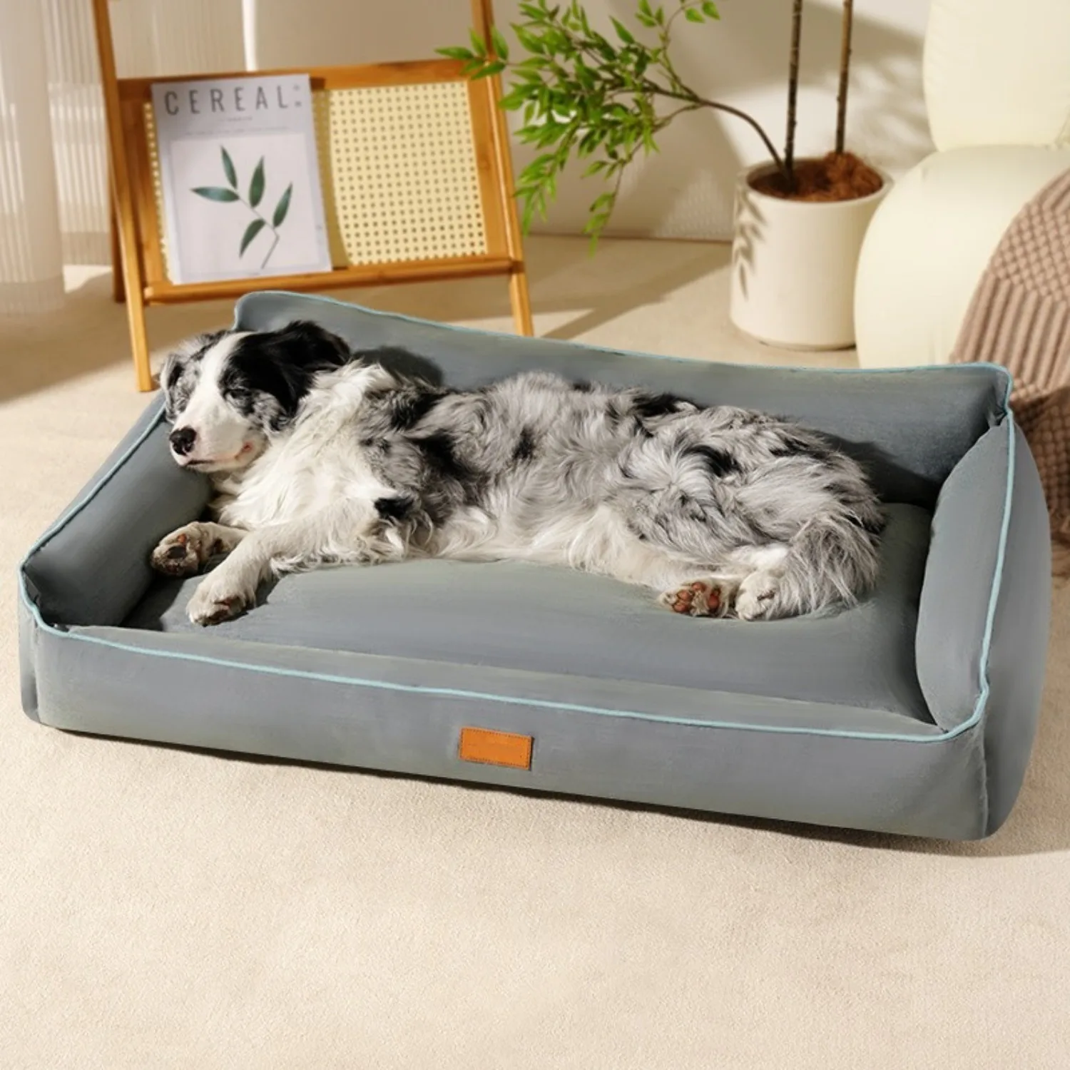

Removable washable rectangular kennel, universal in all seasons scratch-resistant pet bed, soft and fluffy raised cat cushion