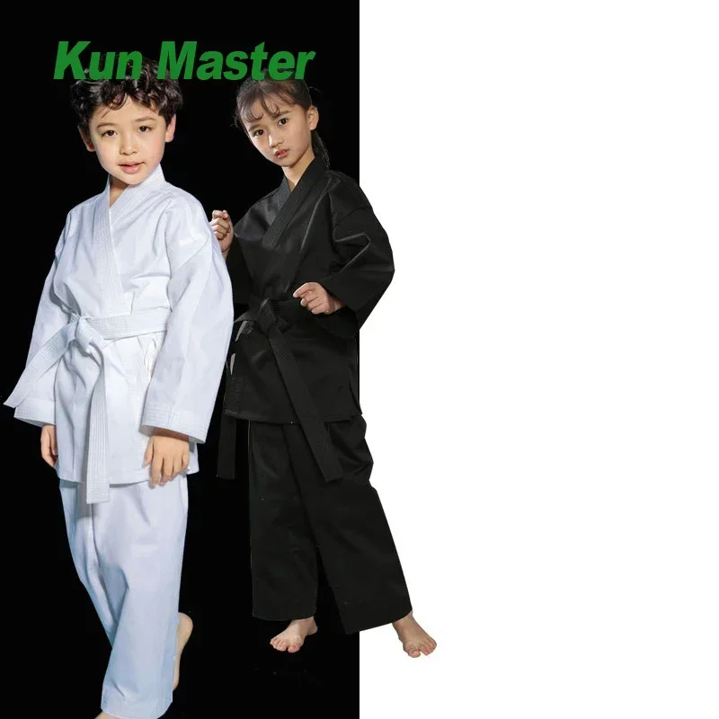 

Cotton children's karate clothes adult black and white training for men and women karate clothes performance clothes