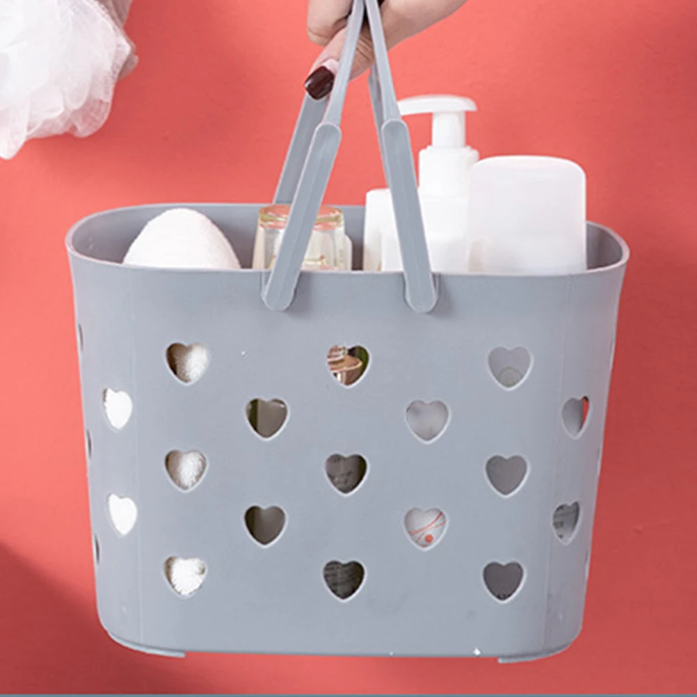 

1pc Stylish Eco-Friendly Shower Storage Basket Hollow-Out Design Ergonomic Handles Bathroom Sundry Organizer Handheld Basket