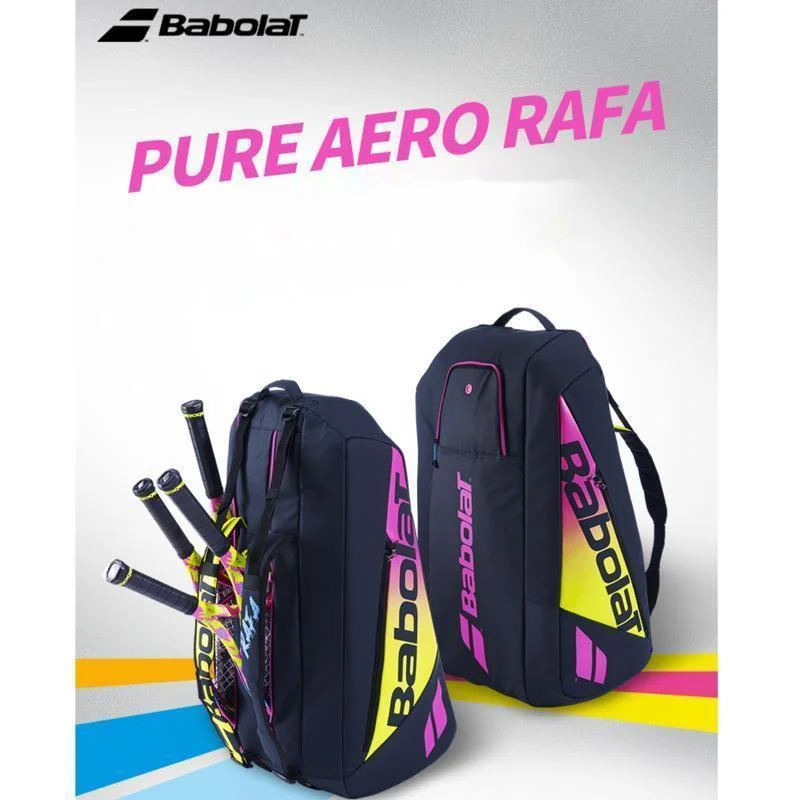 Babolat Tennis Bag PURE AERO RAFA Backpack Tennis Nadal RAFA 6 12 Tenis Raquete Bag Large Capacity Tennis Rackets Bag Padel