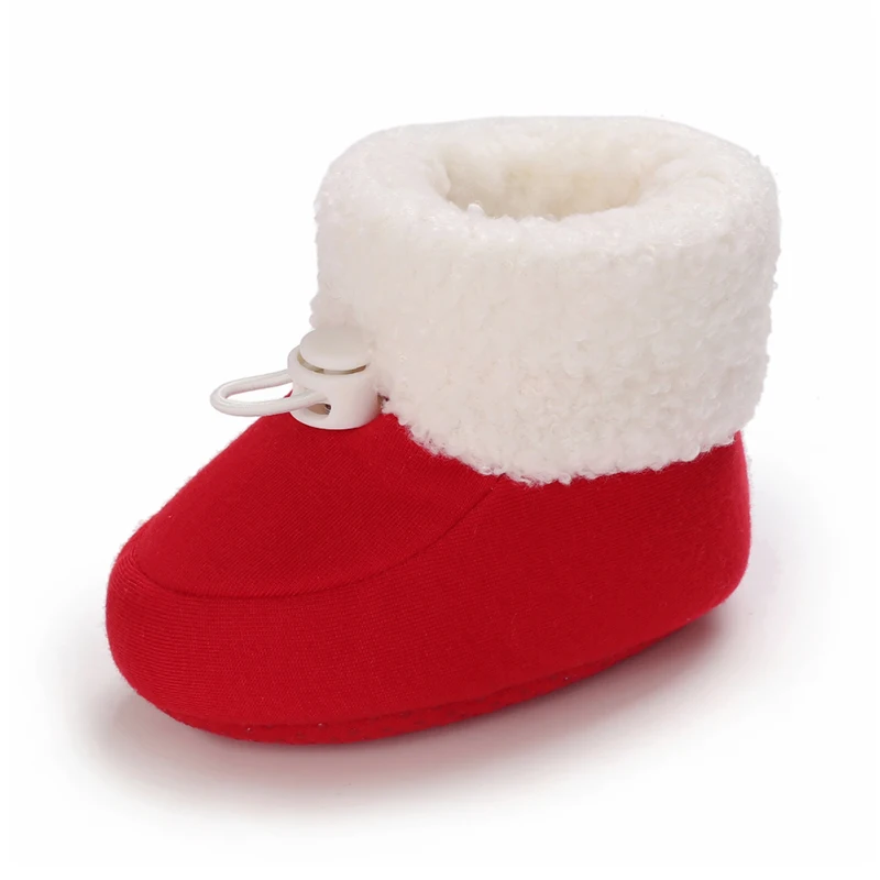 VANLEN SINA Winter Baby Warm Red Boots - Fluffy Flock Snow Slip On Shoes for Girls Toddler 0-18 Months