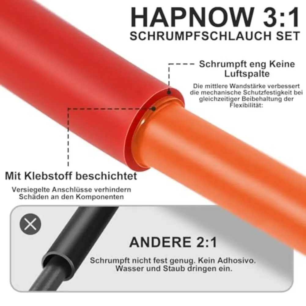 3 1 Ratio Heat Shrink Tubing Wire Harness Maintenance Seals 70-125 C Double-walled Construction Waterproof Seal