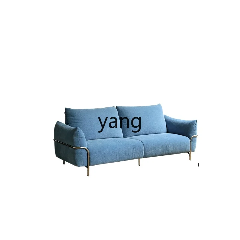 LH  fabric sofa simple small apartment high backrest dopamine blue straight row sofa
