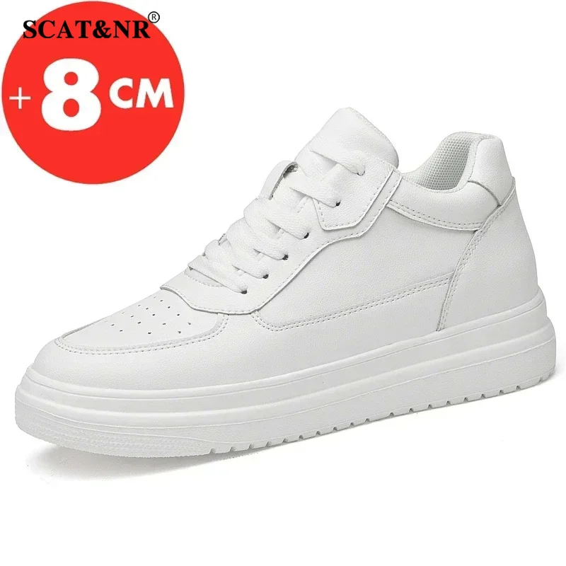 Lift sneakers man elevator shoes height increase insole 8cm white black taller shoes men leisure fashion Sports plus size 36-44