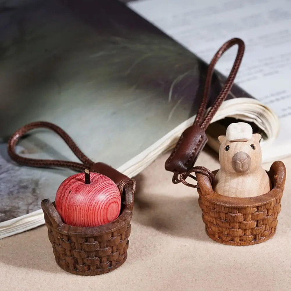 Natural Wood Carved Fidget Squeeze Mini Handheld Portable Pocket-Sized Hand Massage Polished Wood Surface Hanging Loop